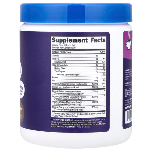 Nutricost, NutriZen™ Unwind, адаптогенный грибной напиток, со вкусом шоколада, 258 г (9,2 унции)