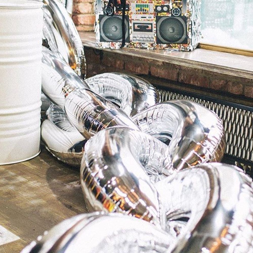 Шар (40''/102 см) Цифра, 0, Серебро, 1 шт. в уп.