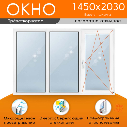 Пластиковое окно 1450 х 2030 ТермА Эко