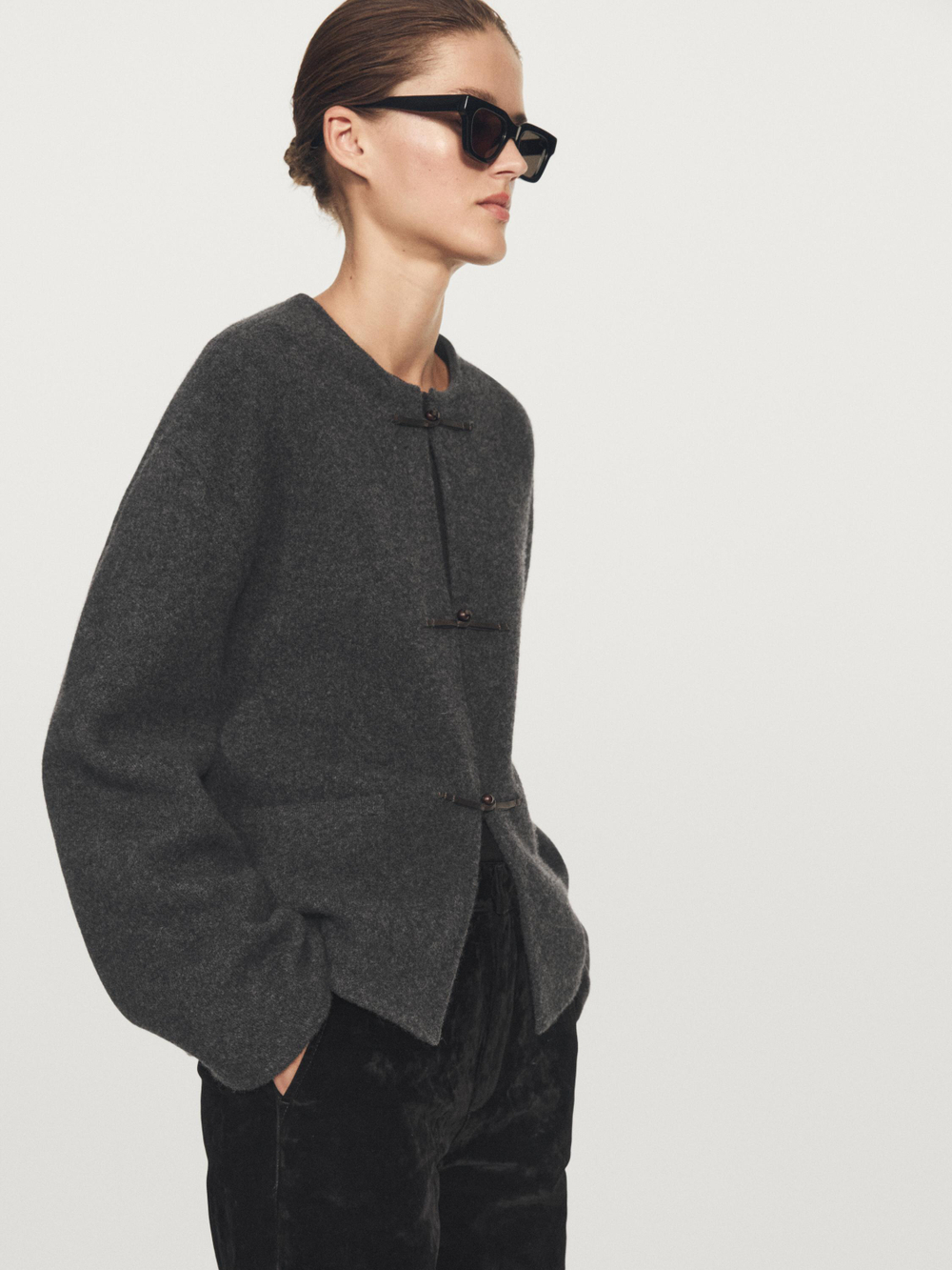 Massimo Dutti Кардиган с пуговицами, серый