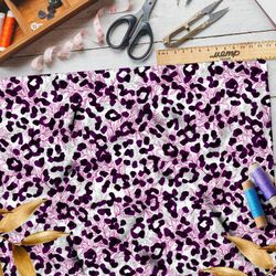 Ткань мембрана белый леопард с розовыми листьями