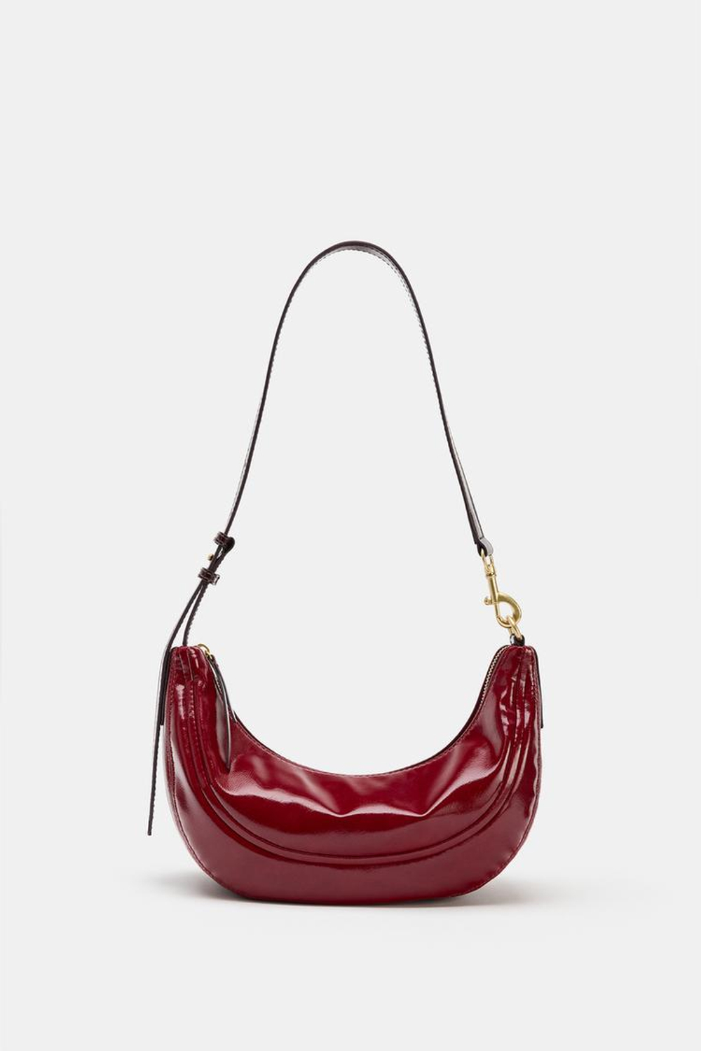 ZARA ОВАЛЬНАЯ СУМКА С ПЛЕЧЕВЫМ РЕМНЕМ, КРАСНЫЙ