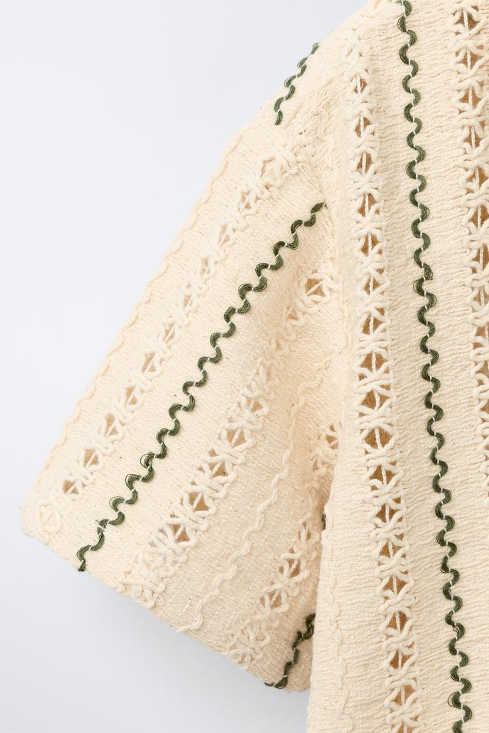 ZARA ТРИКОТАЖНАЯ РУБАШКА В ПОЛОСКУ, СВЕТЛО-БЕЖЕВЫЙ