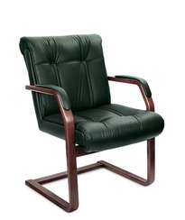 Кресло для посетителей Paris C зелёная кожа