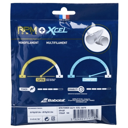 Струны для тенниса BABOLAT RPM POWER125 и XCEL 130 Сеты (1 натяжка) 12 м