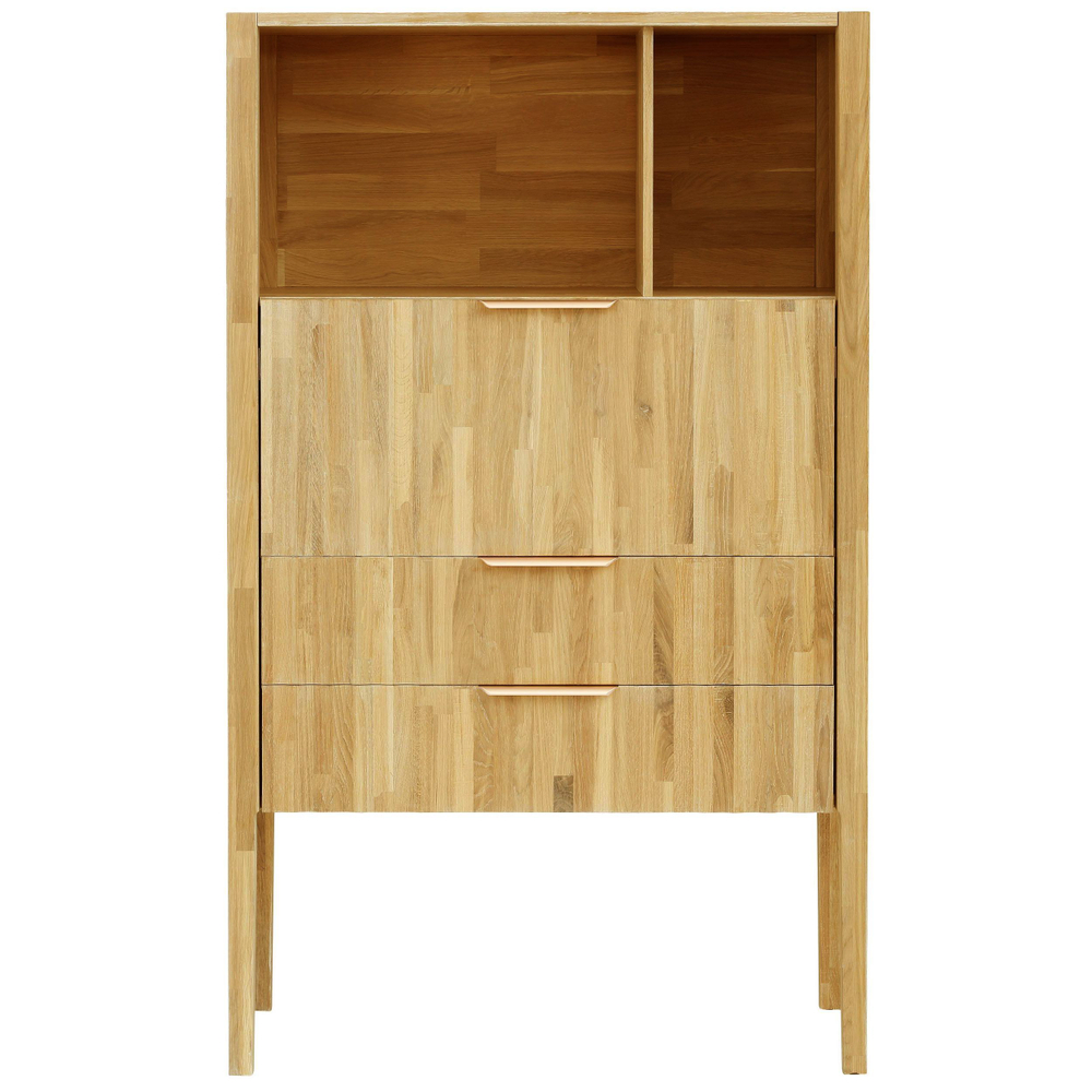 Шкаф книжный однодверный 2 ящика Розенбург из массива дуба на ножках