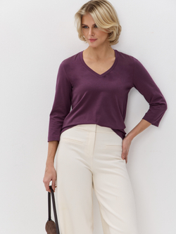 Свободный лонгслив с V-вырезом и рукавом 3/4