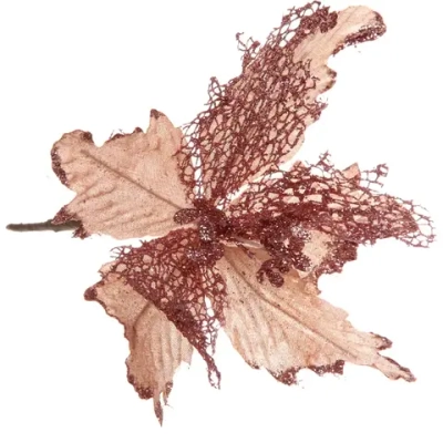 Украшение новогоднее «Пуансеттия-Нежность» 23 см, Розовое золото