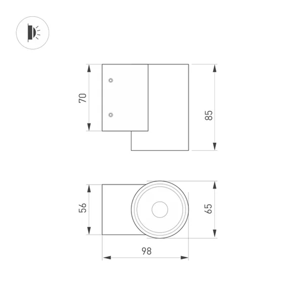Светильник LGD-RAY-WALL-R65-9W Warm3000 (GR, 23 deg, 230V) (Arlight, IP65 Металл, 3 года) 038153(1)