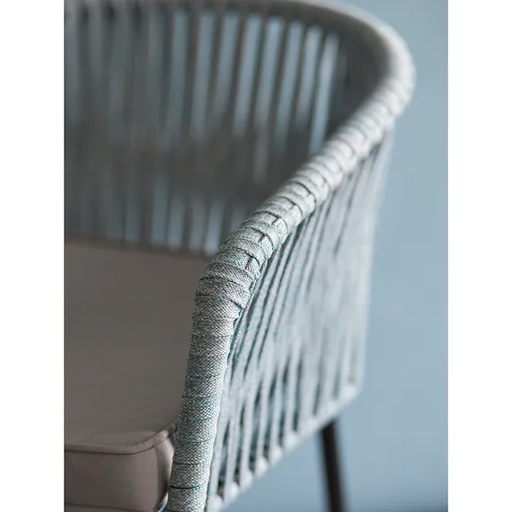 Плетеный стул Asar, черный/серо-голубой