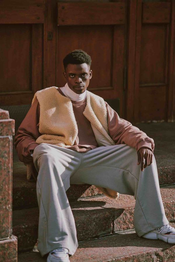 Брюки Baggy Trousers Logo Drizzle серые - фото 3