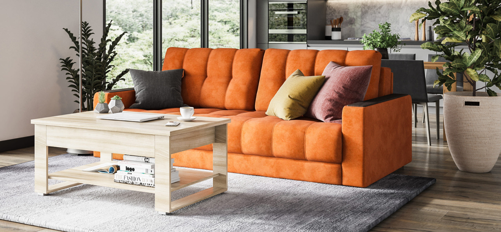 Диван Босс Велюр Алькантара оранж