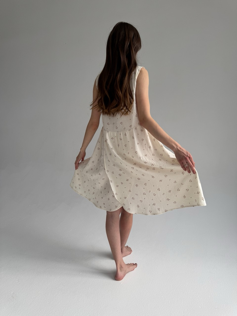 Платье на роды Благословение, Айвори с цветами