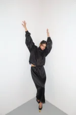 Юбка макси с кружевом, Черная