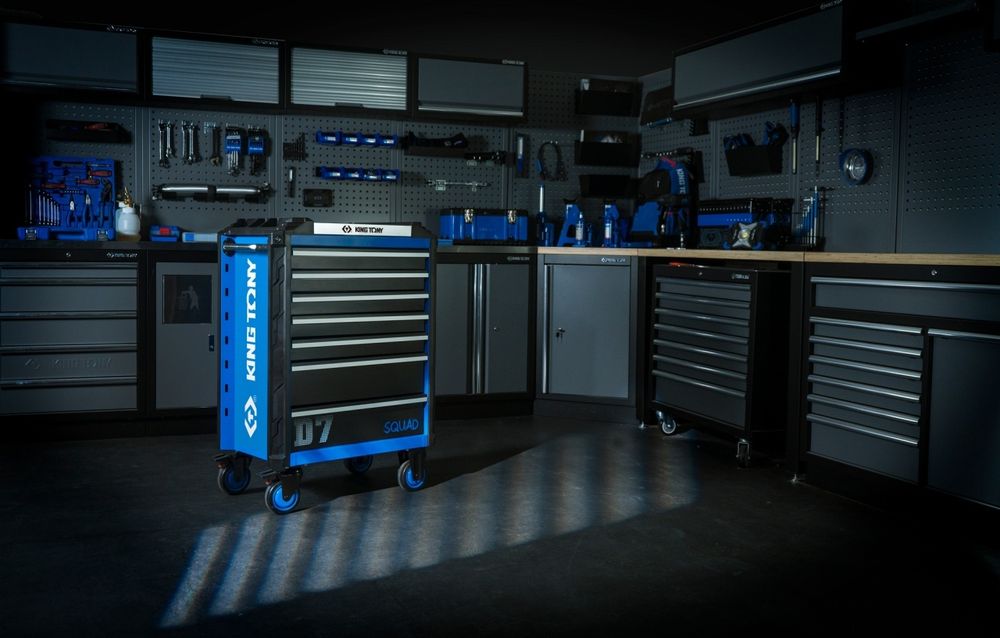 KING TONY (87SQ31-7B-BK) Тележка инструментальная, 7 выдвижных ящиков, "SQUAD"