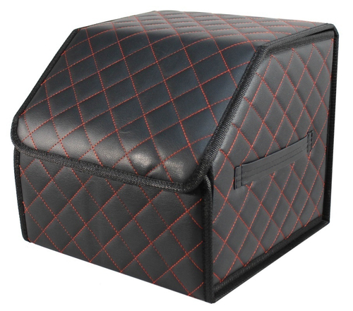 Органайзер в багажник LION Экокожа Ромб размер 30*30*30см черный/красный