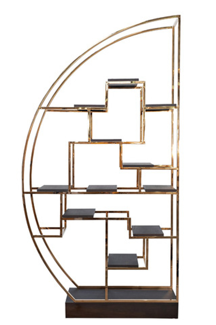Стеллаж-полусфера Garda Decor Garda Decor роз.золото, темн.шпон 120*45*230 см
