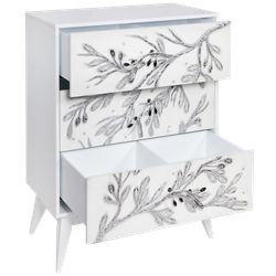 Комод Oliva Branch (Олива Бранч) с 3 ящиками Айс Античное серебро