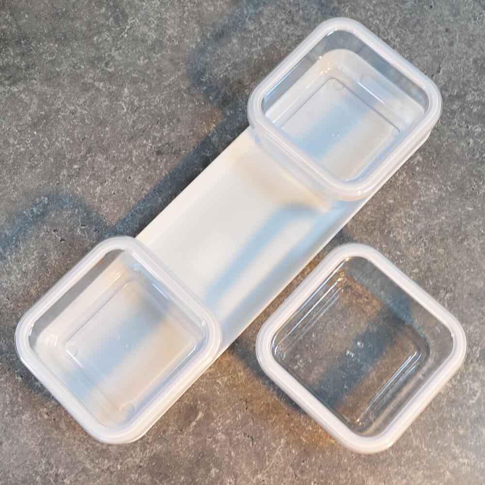 Набор емкостей для сыпучих 3шт 0,4л на подставке "Cubbo Scandi", белый