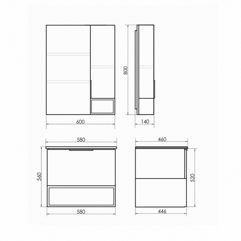 Тумба-умывальник "Франкфурт-60" бетон светлый с раковиной COMFORTY 60E