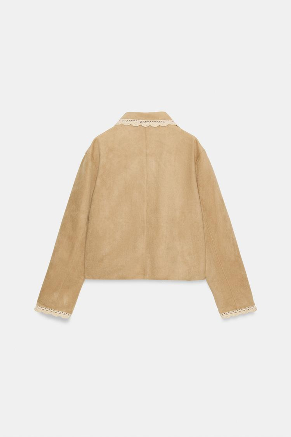 ZARA КУРТКА ИЗ ИСКУССТВЕННОЙ ЗАМШИ, БЕЖЕВЫЙ