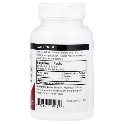 Kirkman Labs, Мелатонин, жевательные таблетки, 1 мг, 100 таблеток