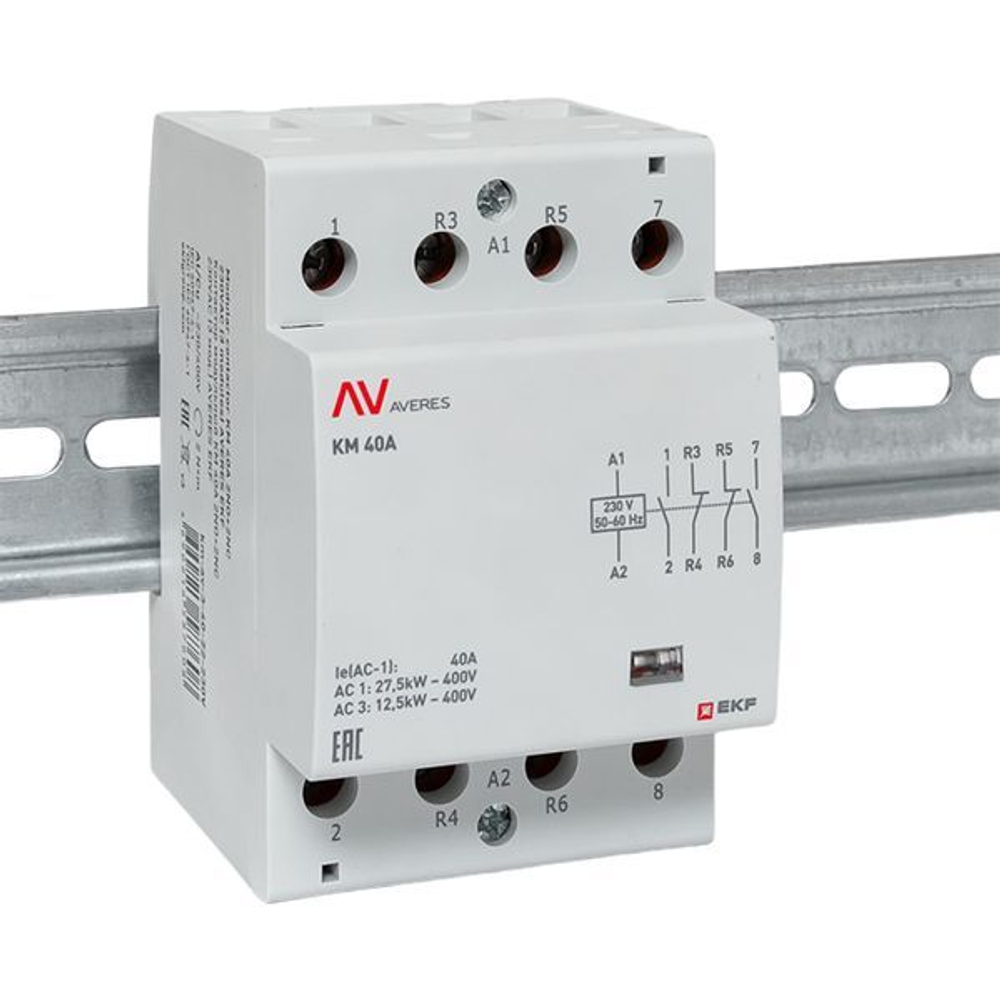 Контактор модульный EKF km-av-3-40-22-230V