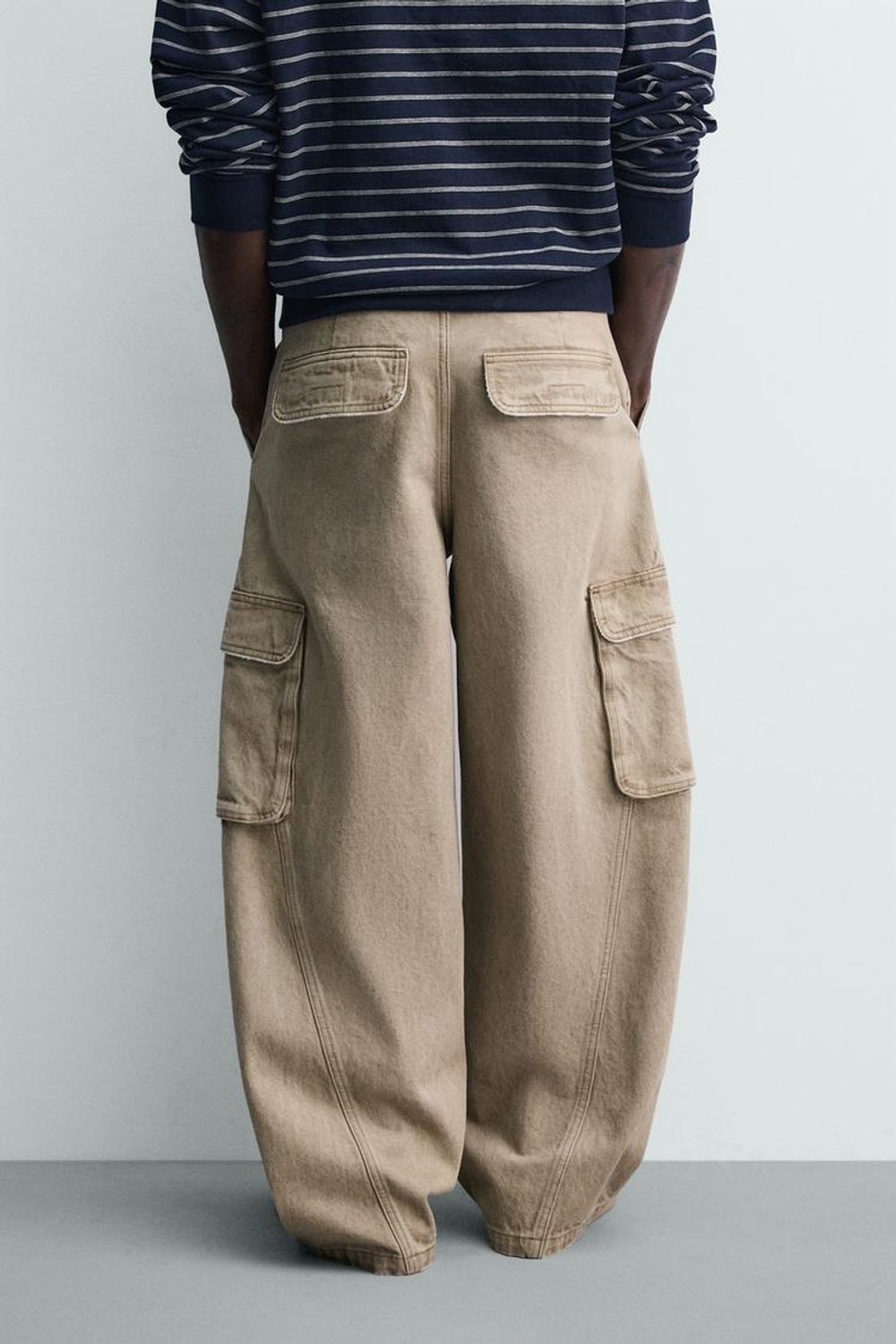 ZARA БРЮКИ КАРГО BALLOON FIT, БЕЖЕВЫЙ