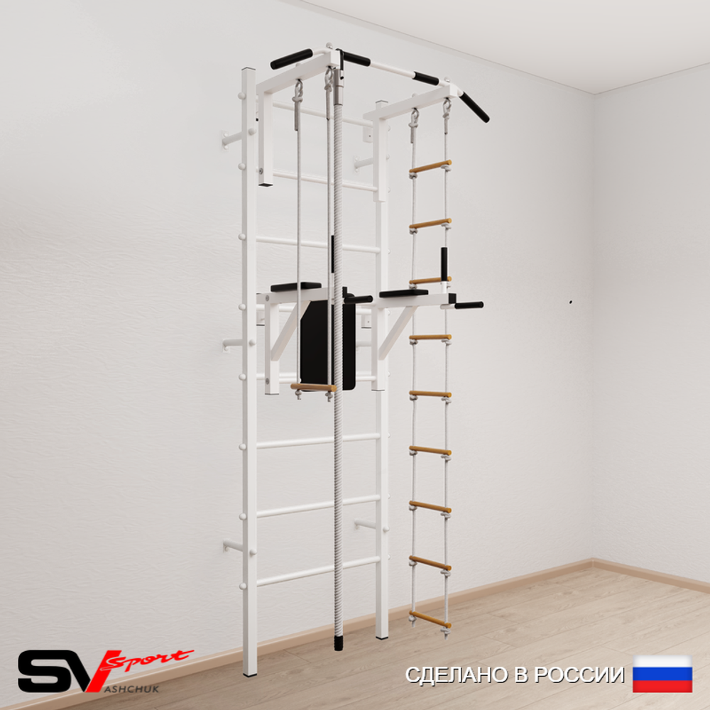 Шведская стенка Sv Sport усиленная 677 (Турник стандарт/Брусья/Канат/Лестница/Трапеция)