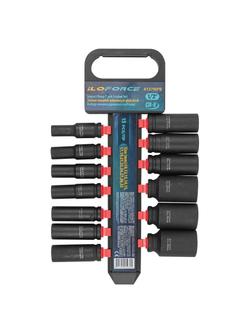 Набор головок ударных глубоких13пр.,1/2''(10, 12-15, 17, 19, 21, 22, 24, 27, 30, 32мм), на пластиковом держателе ILOforce IF-4137MPB