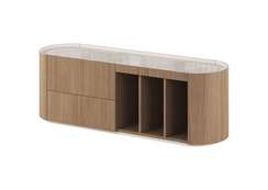 Тумба Lagom под ТВ 2 ящика 3 ниши ширина 140 см (натуральный дуб, камень LC)