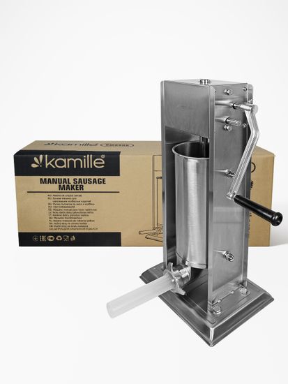 Шприц для колбас 5 л. Kamille KM-6508 из нержавеющей стали с силиконовыми насадками