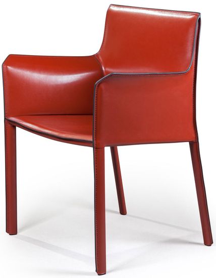 Стул с подлокотниками Barrie, кожа ретро-красный