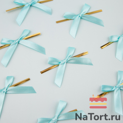 Твист лента с бантиком (голубой, 8 см) 50 шт