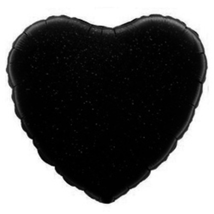 Шар (18"/46 см) Сердце, Черный голография 1 шт.