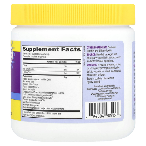 InnovixLabs, пребиотическая клетчатка широкого спектра действия, без добавок, 180 г (6,4 жидк. унции)