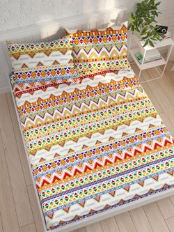 Постельное белье Сказка "Сказки севера/Орнамент" семейное Наволочка 50х70 см 2 шт Простынь 240х215 см Пододеяльник 145х215 см(2шт) , перкаль