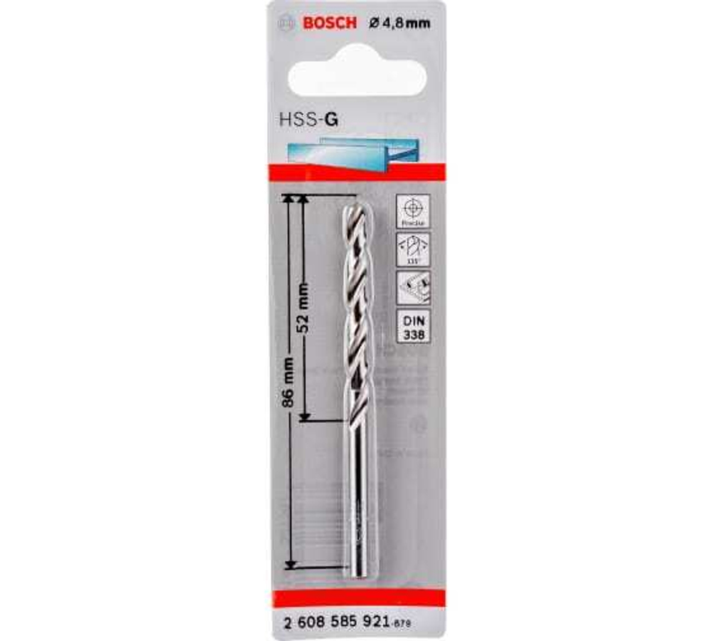 СВЕРЛО ПО МЕТАЛЛУ BOSCH 4,8 ММ 52-86 HSS-G (10 PACK)