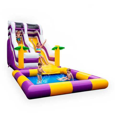 Батуты с бассейном и водные горки для бизнеса