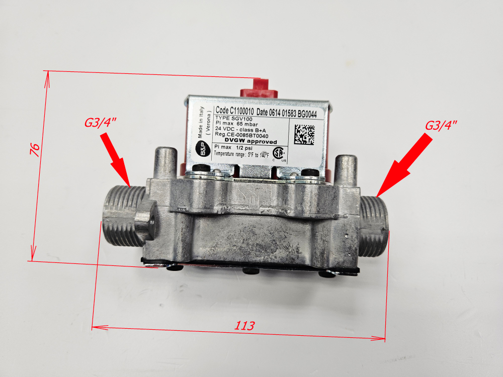 Газовый клапан (B&P SVG100) для FEDERICA BUGATTI 24 Bithermal (арт. BI1373100)