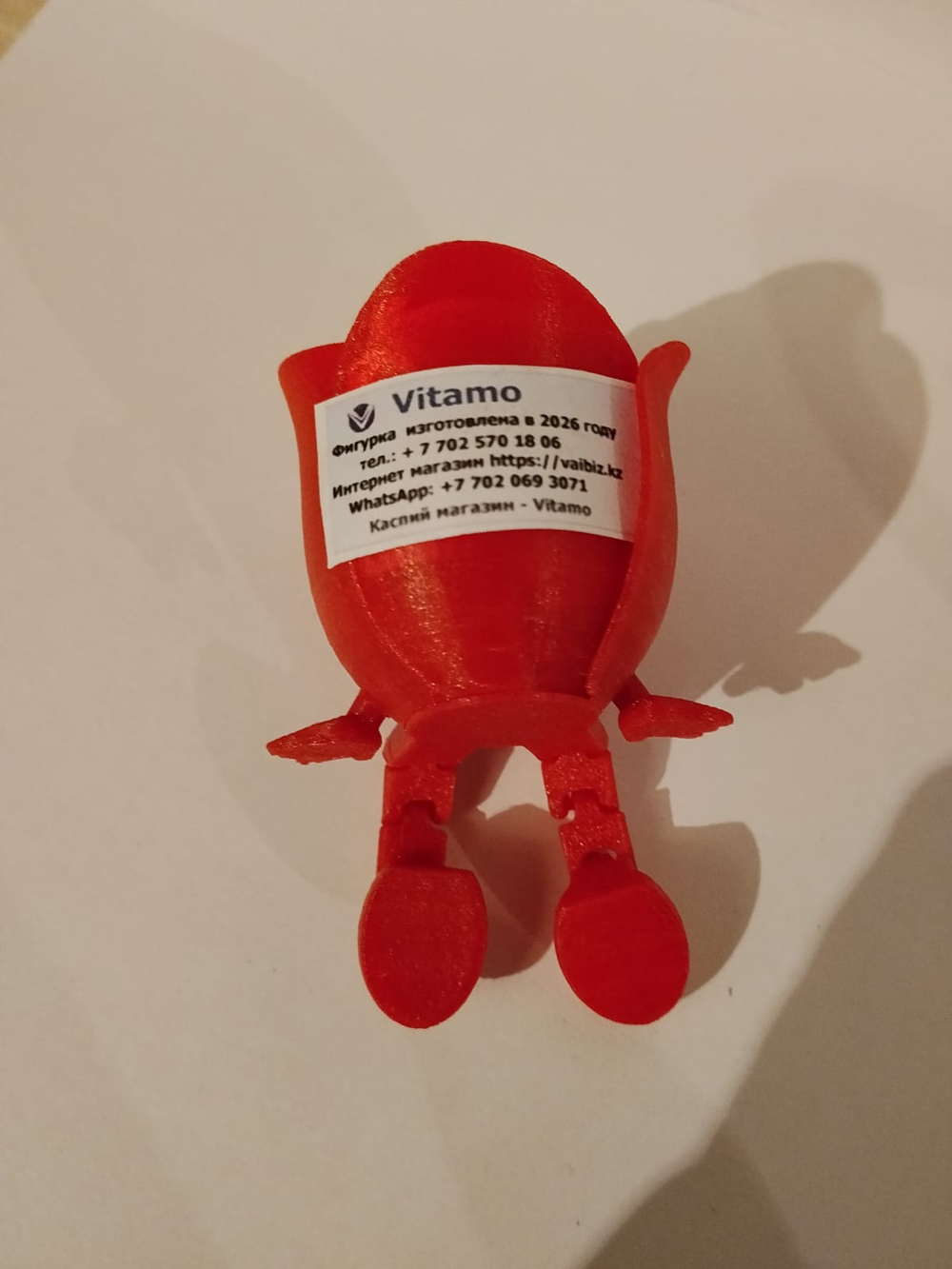 Валентинка роза красная 3D фигурка с подвижными ножками подарок на 14 февраля и 8 Марта