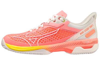 Женские теннисные кроссовки Mizuno Wave Exceed Tour 5 CC - candy coral/snow white/neon flame