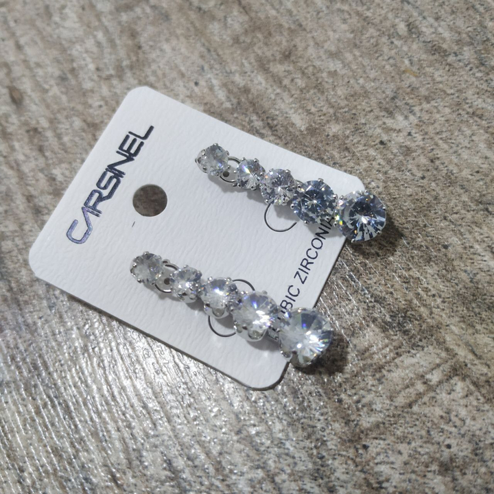 Серьги-гвоздикик Cubic Zirconia кристалл подвеска 4 круга на уменьшение цвет прозрачный металл серебристый