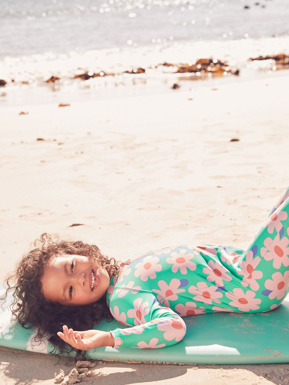 Купальник слитный на молнии для девочки Next AB7-028, Зеленый, Розовый