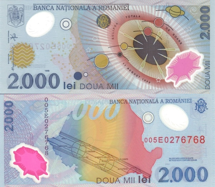Румыния - 2000 лей 1999 Полное солнечное затмение UNC