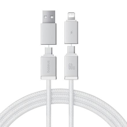 Кабель C+U - C+L Baseus Versatile Two-for-Two Charging+Data 60W 0.6-2m - Moon White