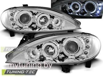 Передние фары Renault Megane 1 angel eyes chrome