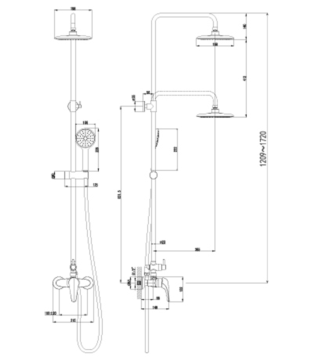 Смеситель для душа с верхней душевой лейкой "Тропический дождь" LEMARK POSEIDON – LM4260C