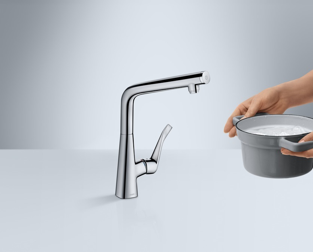 Смеситель для кухни Hansgrohe 14883800 Metris Select, под сталь