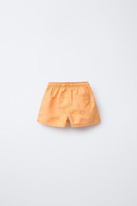 ZARA ПЛАВКИ С ВЫШИВКОЙ «СОЛНЦЕ», МЯГКИЙ ОРАНЖЕВЫЙ